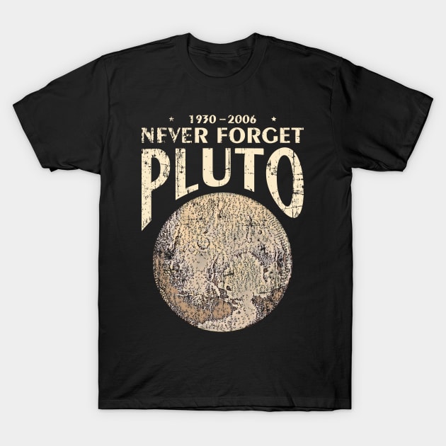 Pluto Never Forget Distressed 1930 - 2006 T-Shirt by area-design